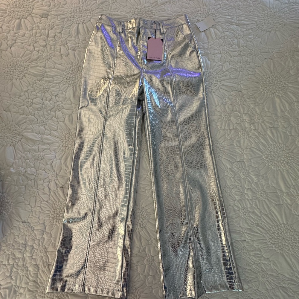 Silver Snake Embossed Pants